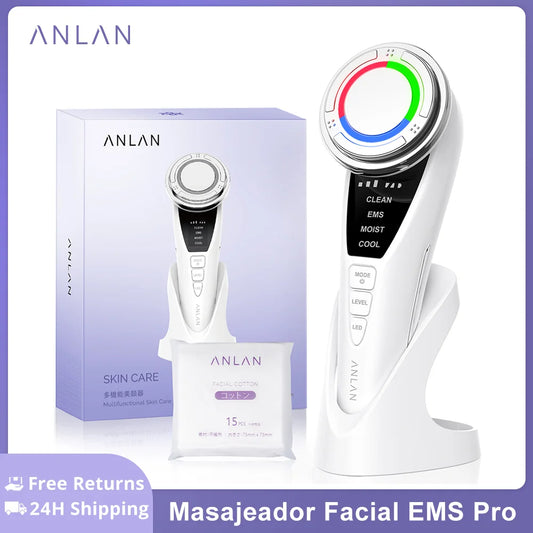 Masajeador Facial ANLAN EMS Pro con Terapia de Luz de 3 Colores