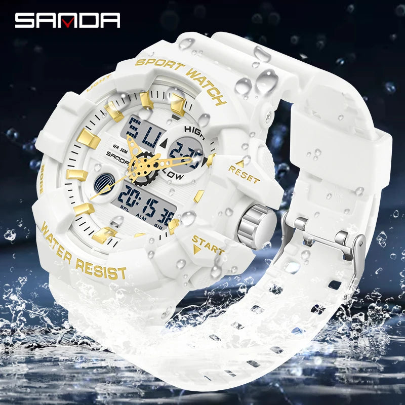 Reloj Deportivo Militar SANDA Blanco para Hombres