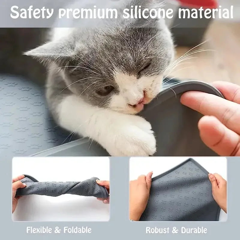 Tapete de Silicona para Gatos en Forma de Patita - Antideslizante y Fácil de Limpiar