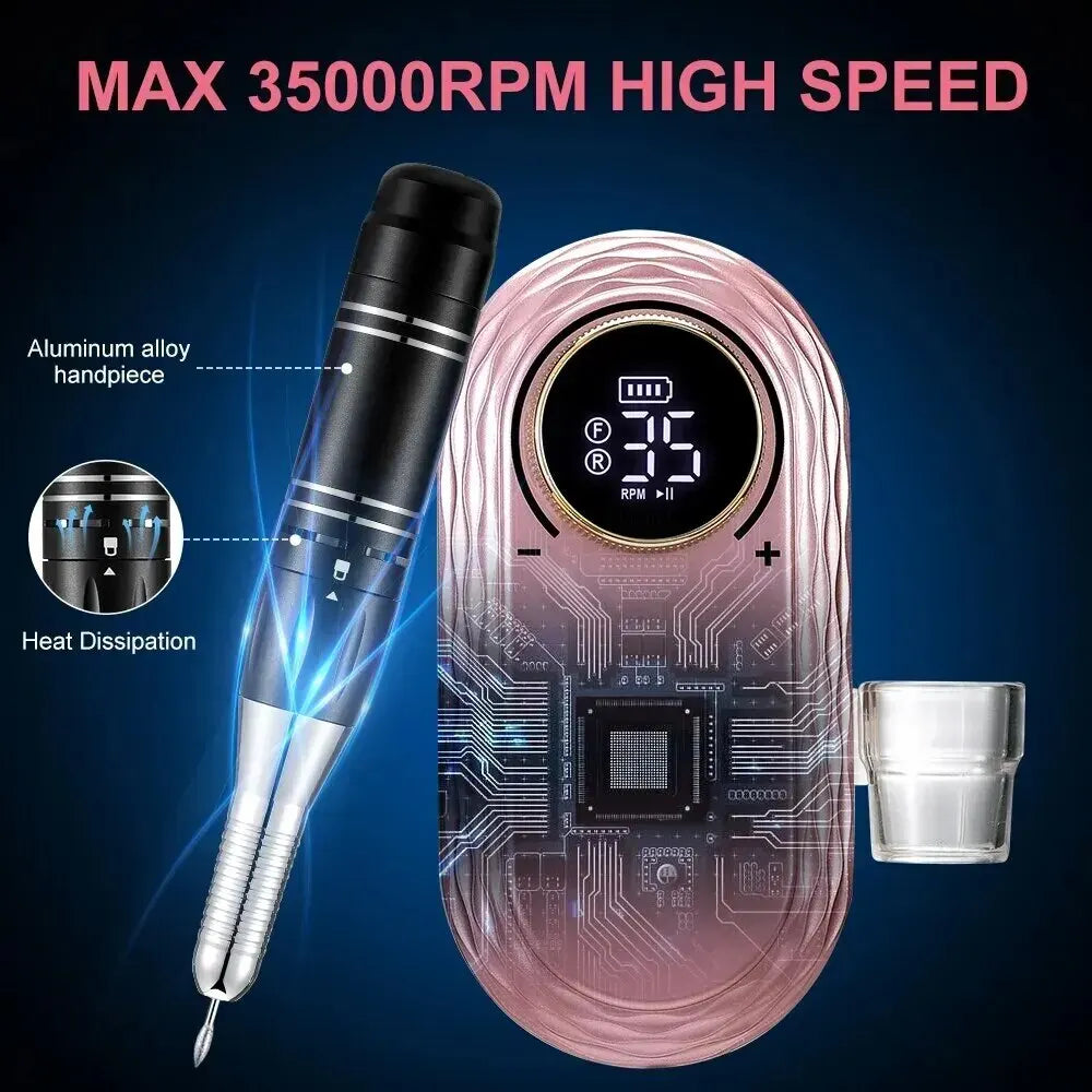 Set de Manicura Profesional Recargable 35000RPM - ¡Uñas Perfectas en Casa!