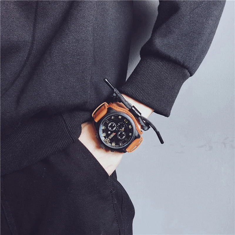 Reloj de Lujo YIKAZE: Elegancia Clásica con Gran Esfera y Correa de Cuero