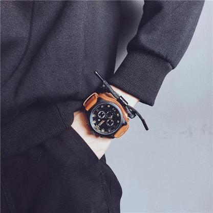 Reloj de Lujo YIKAZE: Elegancia Clásica con Gran Esfera y Correa de Cuero