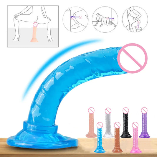 ¡Dildo de Gelatina de Cristal Realista con Ventosa Potente! 🌟