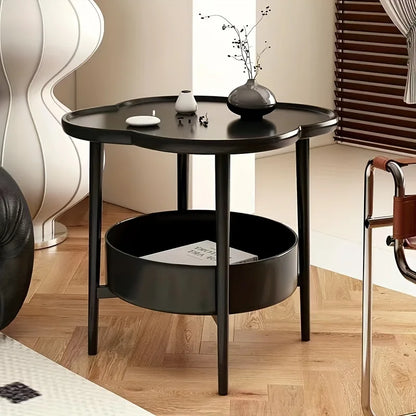 Mesa de Noche de Cuatro Hojas de Trébol Crema - Elegancia Moderna y Funcional ¡Renueva tu Dormitorio con Estilo y Sofisticación!