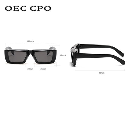 Gafas de Sol Punk Rectangulares Vintage OEC CPO 😎 ¡Estilo Rebelde para Hombres y Mujeres! 🌟