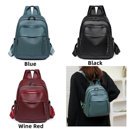 PU Leather School Bag Women Backpacks Travel Shoulder Bags Female Soft Leather Korean Style Bagpack Mochila Feminina Rucksacks