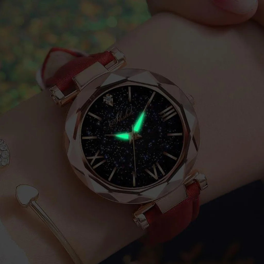 Reloj Mujer Estrellado Luminoso con Pedrería - Exclusividad Celestial