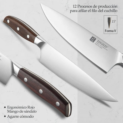 Set de Cuchillos de Cocina XINZUO 5 Piezas, Acero Inoxidable Alemán 1.4116 - ¡Cocina con Precisión y Estilo!