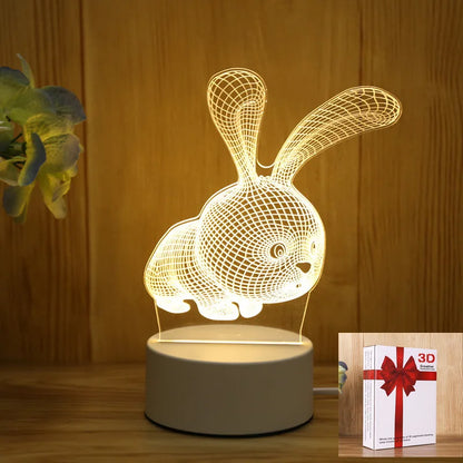 Lámpara de Mesa 3D Acrylic Led de Amor Romántico - Iluminación Mágica para Hogar y Fiestas