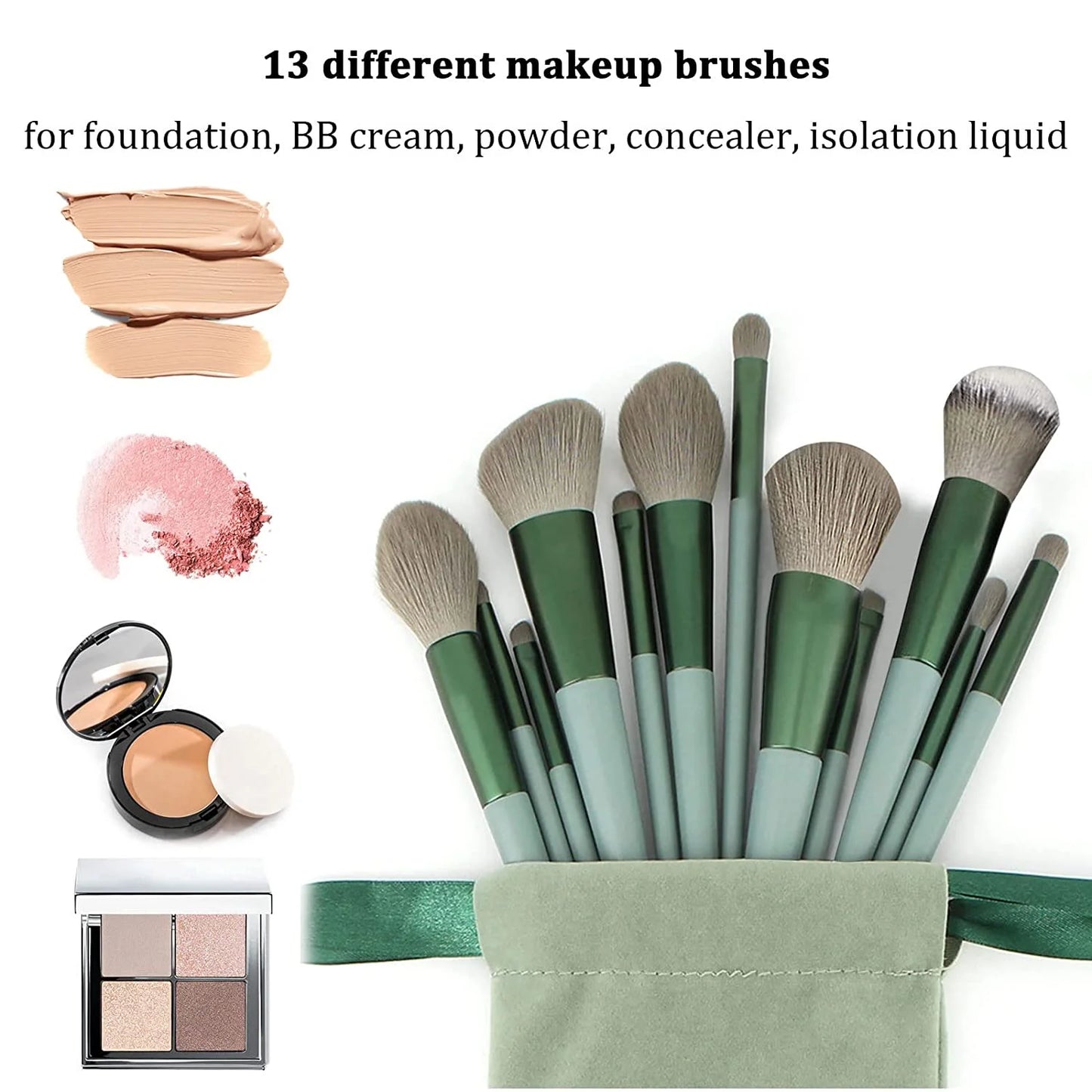 Set de Brochas de Maquillaje Profesional de 13 Piezas con Sponge para un Maquillaje Impecable 🌟