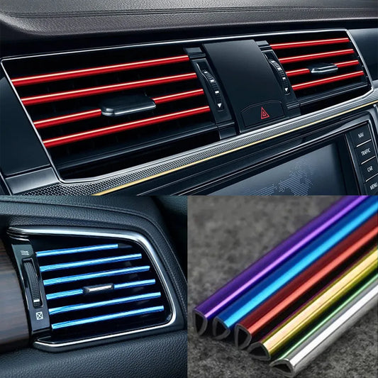 Juego de 10 Piezas de Tira de Adorno en Forma de U para Salidas de Aire Acondicionado de Coche: Elegancia Cromada y Colorida 🚗