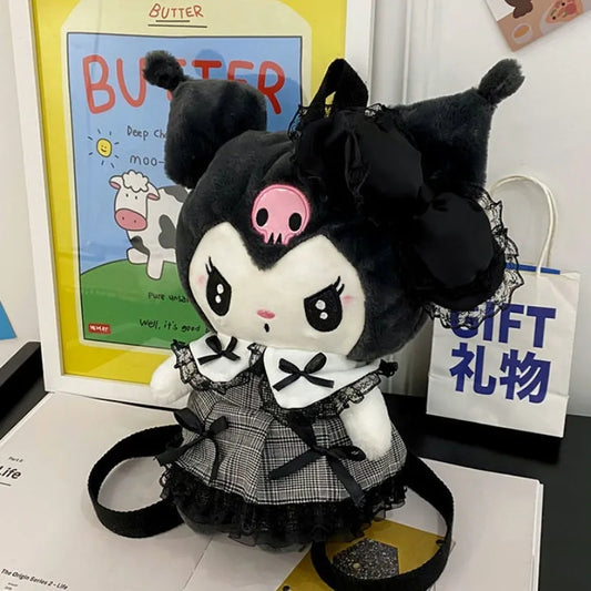 MBTI Kuromi Sweet Backpacks for Women Kawaii Melody 2024 New Fashion Harajuku Backpack Lolita Jk Plush Daily Female Designer Bag