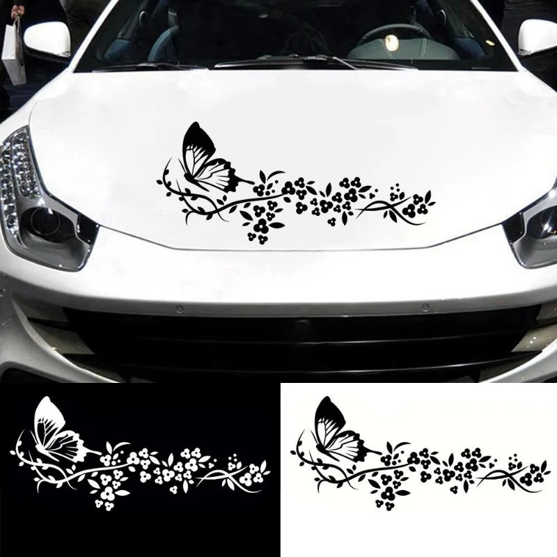 Vinilo Decorativo Coche Mariposas Voladoras Flores 🦋🌸