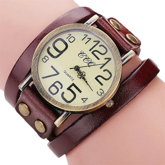 Reloj Pulsera de Cuero de Vaca Vintage de Lujo - Estilo Elegante y Duradero