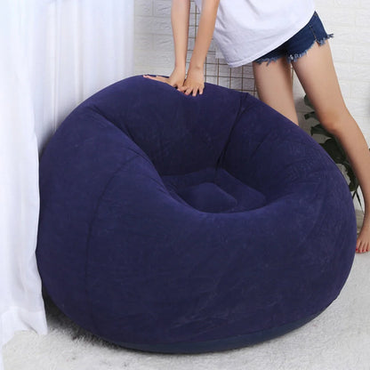 Sofá Inflable Esférico Azul, Superficie Aterciopelada 🛋️