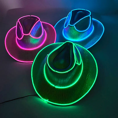 Gorro Vaquero Luminoso de GlowParty 🤠 ¡Destaca en la Oscuridad! 🌟