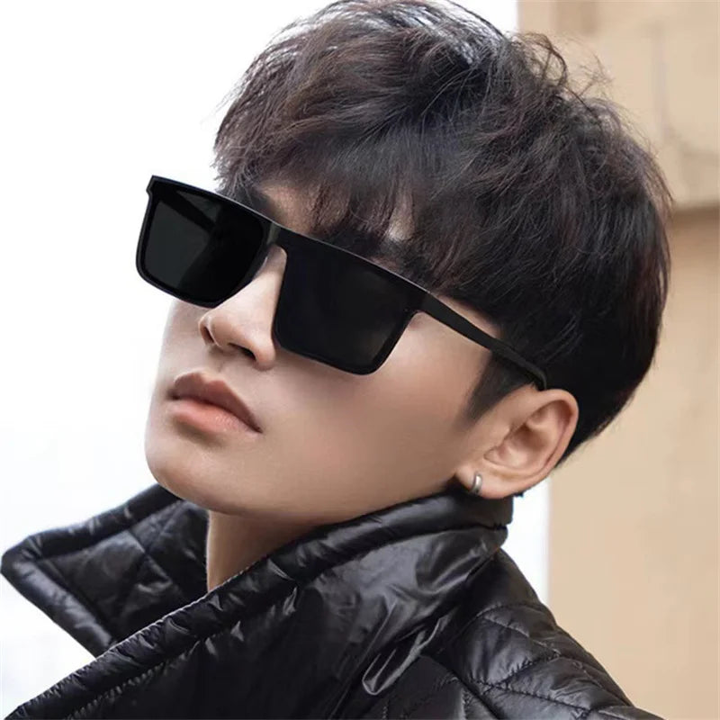 Retro Big Square Frame Sunglasses Women Brand Designer Black Cool Men Sun Glasses UV400 Shades Protection Eyeglasses Goggles