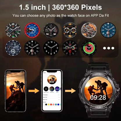 Smartwatch Militar Duradero 2024 para Xiaomi Android y iOS - Seguimiento Salud, Pantalla HD, Batería Larga - Resistente y Estilizado