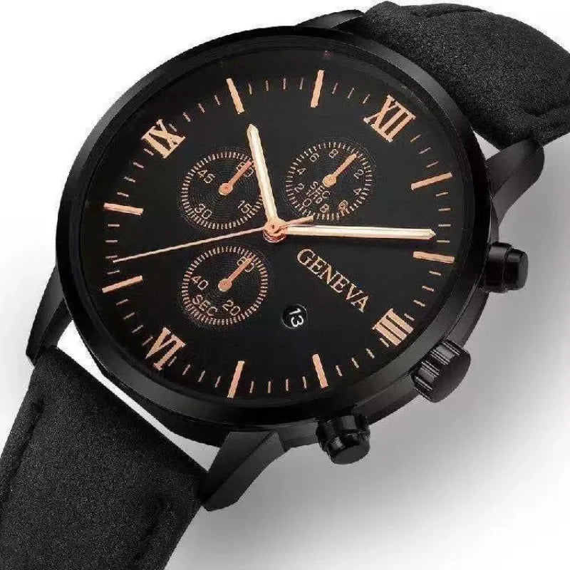 Reloj de Cuarzo Negro para Hombres con Cronógrafo y Calendario | MOONBIFFY