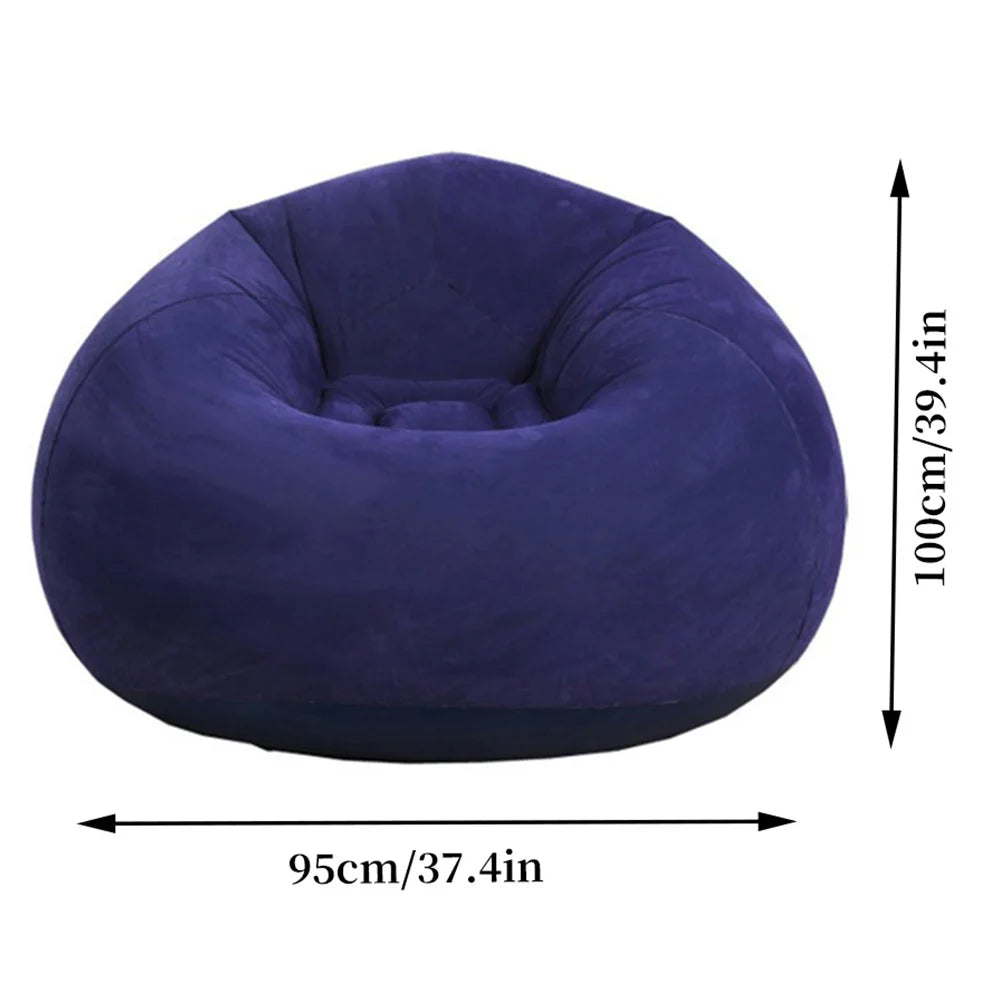 Sofá Inflable Esférico Azul, Superficie Aterciopelada 🛋️