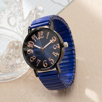 Reloj Pulsera Digital Azul Mujer MOONBIFFY 2023 - Estiramiento Acero Inoxidable - ¡Elegancia y Estilo!