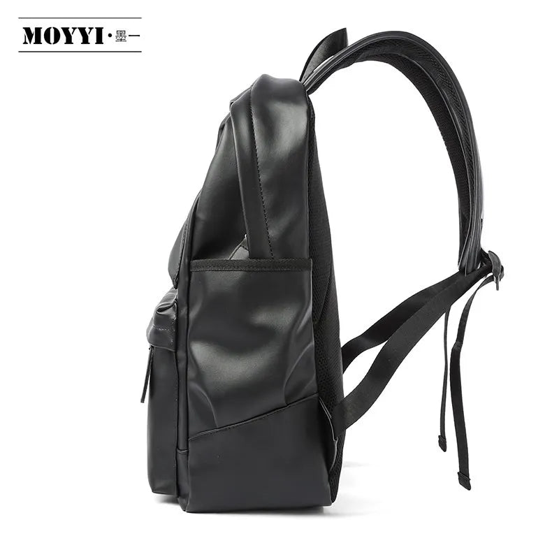 PU Leather Men Backpack Leather School Backpack Bags 15.6inch Laptop Fashion Waterproof Travel Casual Book Bag Male Boy Mochila