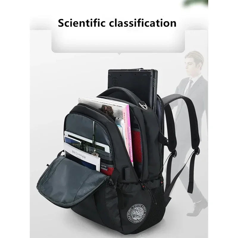 Mochila de Negocios New Men's 2024 para Laptop de 17.3" Estampado de Diamante con Impermeabilidad y Máxima Organización