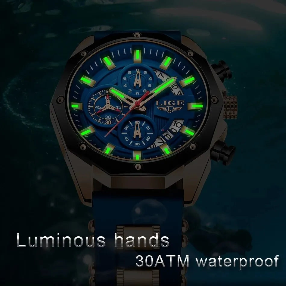 Reloj Deportivo LIGE Fashion Hombre - Resistente al Agua, Cronógrafo, Estilo Sofisticado 🕶️