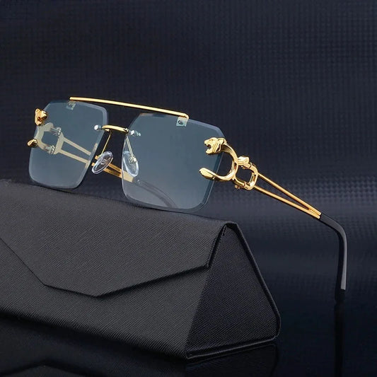 Vintage Rimless Sunglasses for Men Steampunk Sunglasses Retro Women Punk Fashion Glasses Retro Shades Gafas De Sol Sonnenbrill