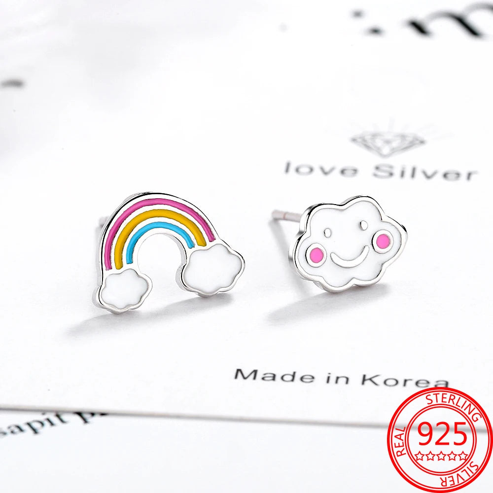 Pendientes Cute de Nube Blanca y Tuerca de Arcoíris: Magia en tu Estilo 🌈