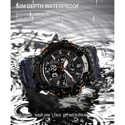 Reloj Deportivo Hombre SMAEL 8079: Estilo Militar Verde Ejército, Resistente al Agua, Doble Tiempo.