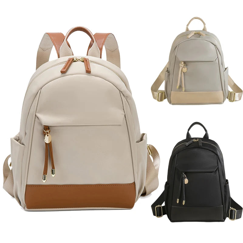 Luxury Women's Backpacks Small 2024 Fashion Colorblock Casual Commuting Work Bag Lightweat Waterproof Nylon College Bags Korean