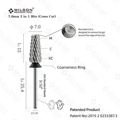 Fresa de Uñas WILSON 5 en 1 Cross Cut: Para Manicuras Profesionales ⚡