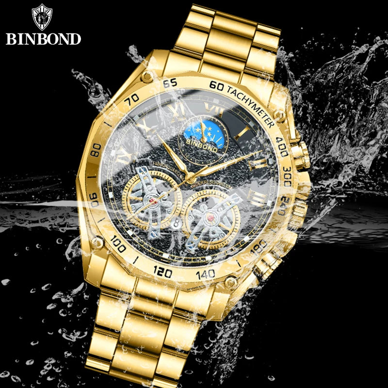 Reloj de Lujo de Hombre BINBONG B4833: Creativo y Resistente al Agua