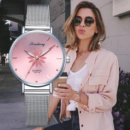 Reloj de Mujer MOONBIFFY en Rosa con Flores: Elegancia Florar 🌸