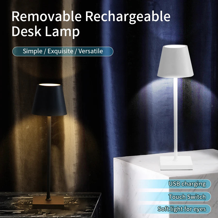 Lámpara de Mesa LED Recargable USB: Elegante Iluminación Inalámbrica y Resistente al Agua