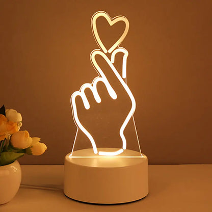 Lámpara de Mesa 3D Acrylic Led de Amor Romántico - Iluminación Mágica para Hogar y Fiestas