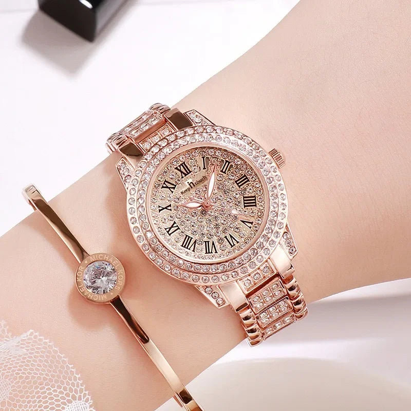 Reloj de Mujer de Lujo con Diamantes y Zirconia - Acero Quirúrgico