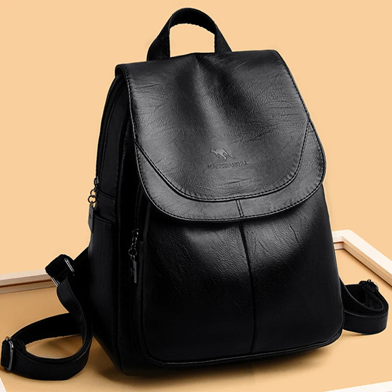 Women Backpack High Quality Soft Leather Female Vintage Bag School Bags Travel Bagpack Ladies Large Capacity Bookbag Rucksack