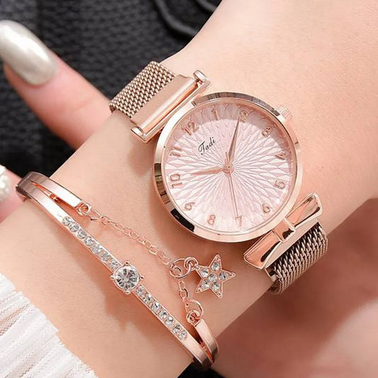 Reloj de Pulsera Magnético Rosa para Mujer 🌸