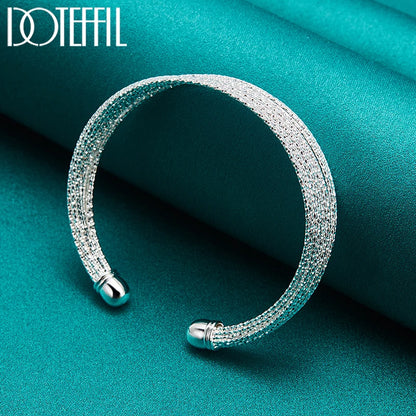 Pulsera Lisa Reticulada Grande de Plata de Ley 925 - Elegancia Duradera