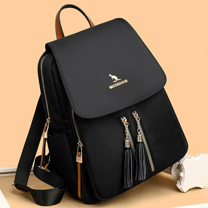 Solid Chains Tassel Zipper Hasp High Capacity Oxford Backpacks 2024 Fashion Hot Sale Ladies Bag Mochila Mujer Bolsos De Señora