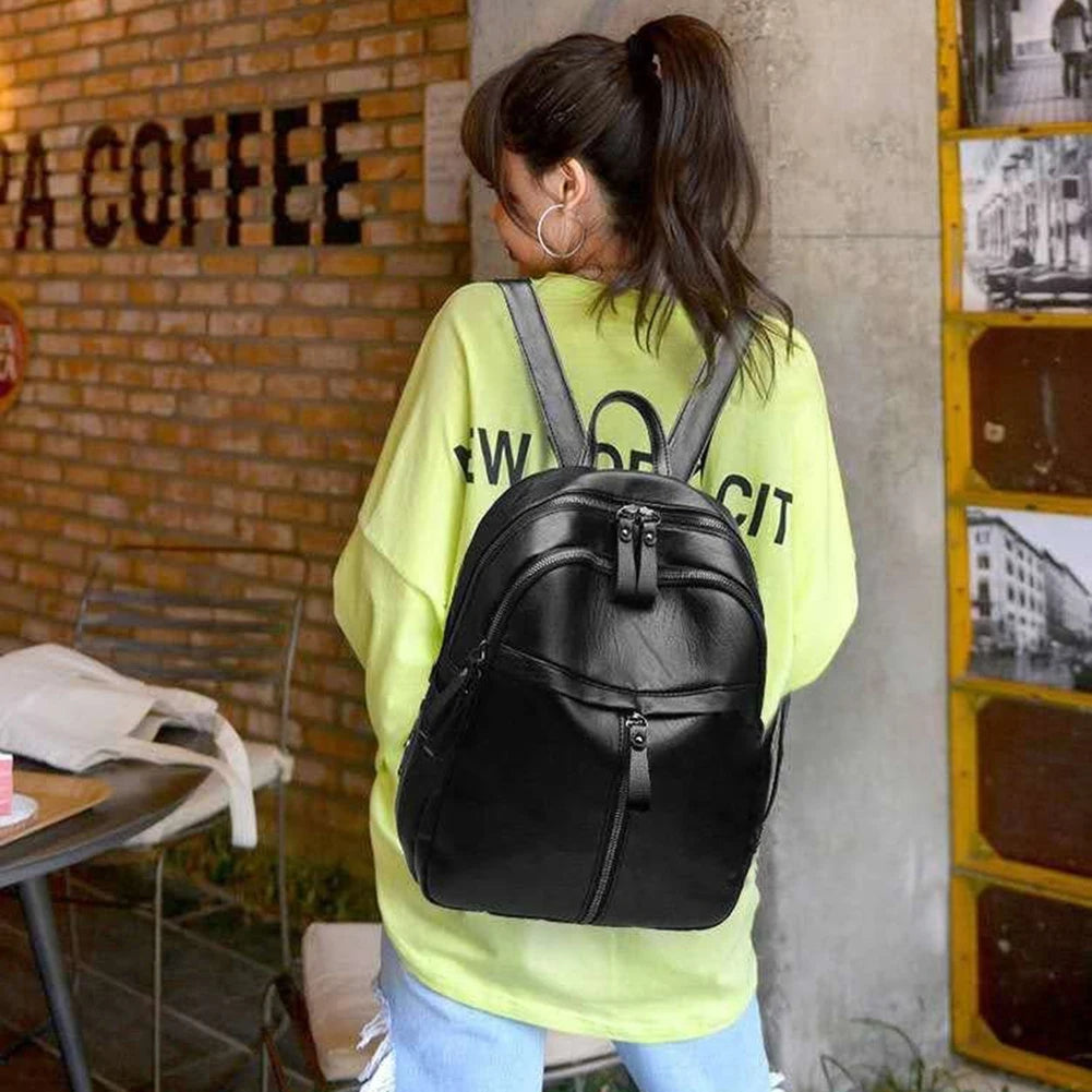 High Quality Youth PU Leather Backpack For Teenage Girls School Bag Designer Large Capacity Antitheft Shoulder Bags Travel Bag