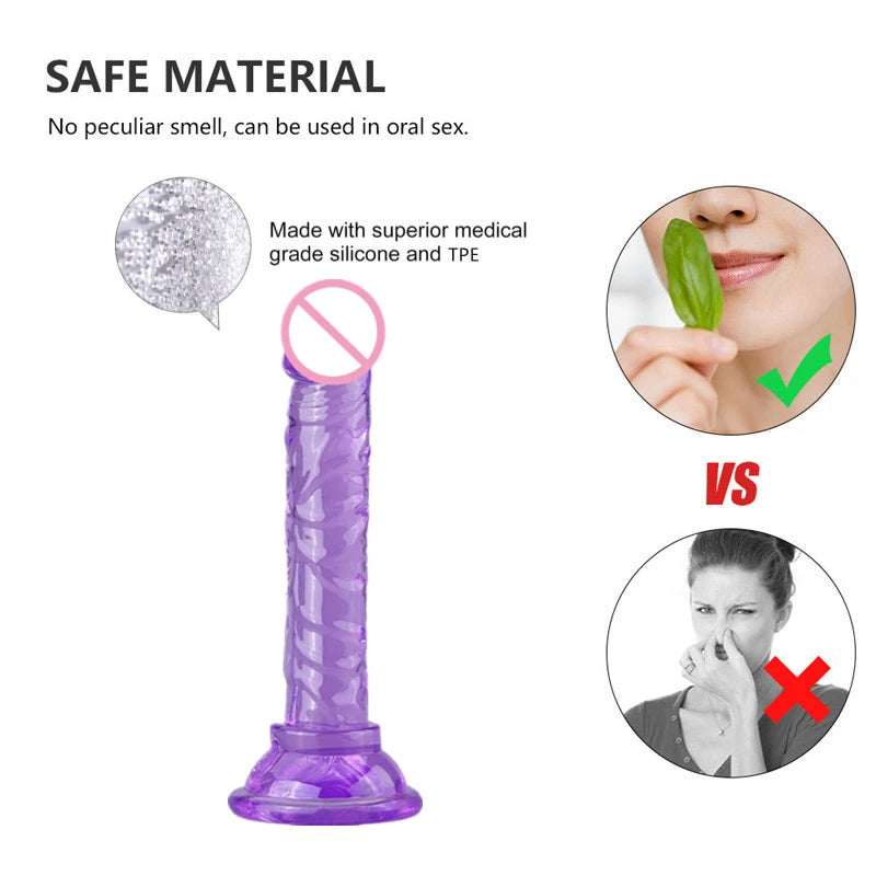 ¡Dildo de Gelatina de Cristal Realista con Ventosa Potente! 🌟