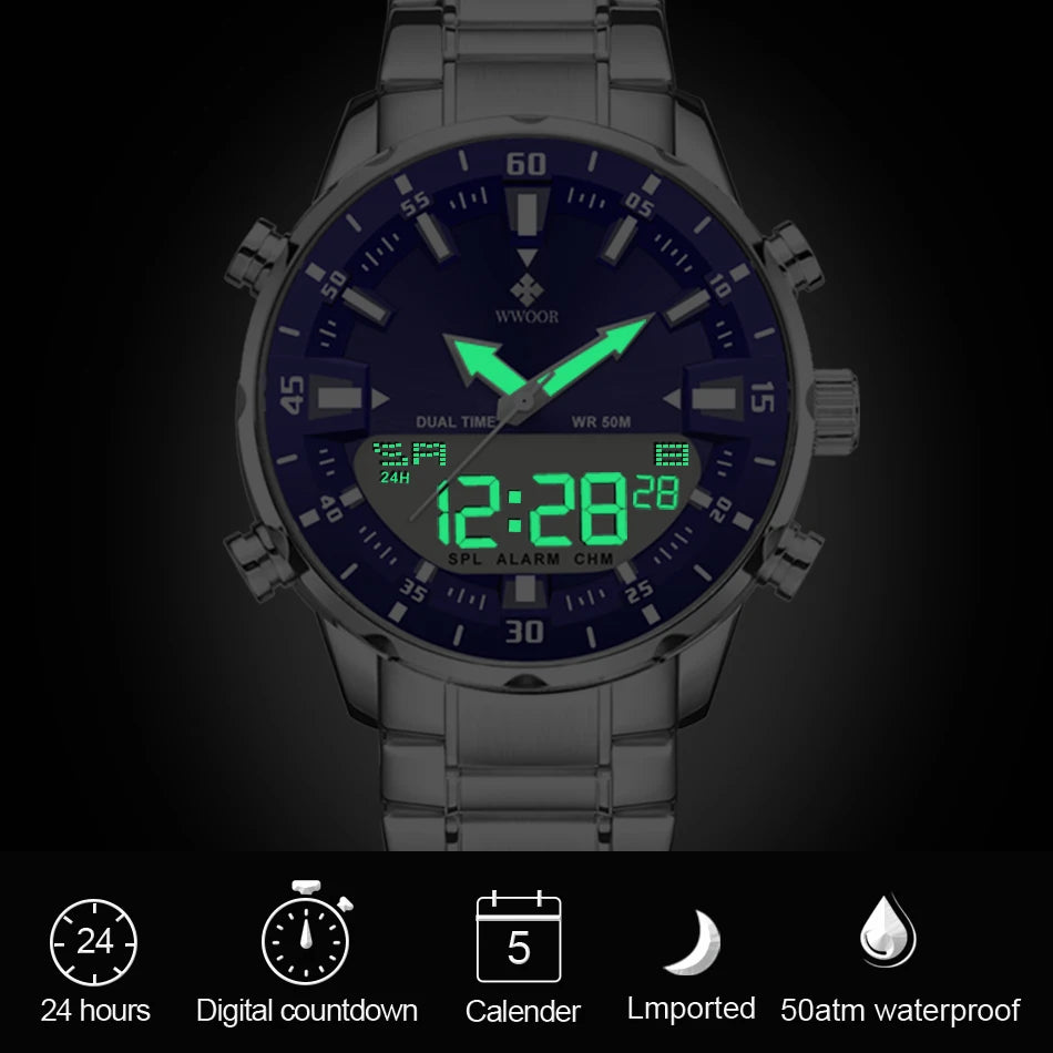 Reloj de Pulsera Militar de Lujo WWOOR - Resistente al Agua - Estilo Deportivo y Elegante