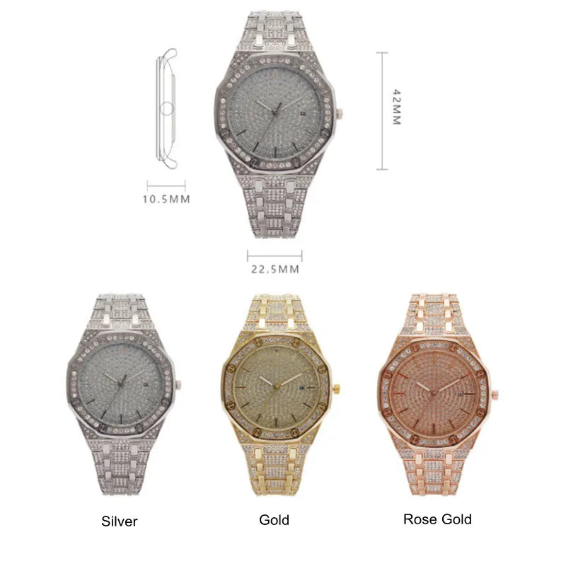 Reloj de Lujo con Diamantes ZBJP: Elegancia Hip Hop Iced Out