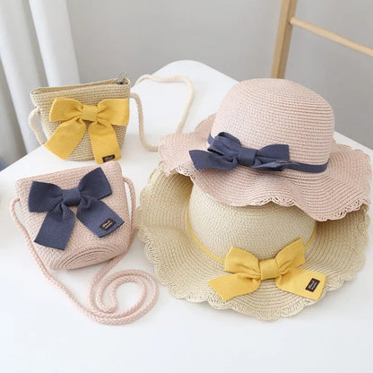 Set Verano Niñas: Sombrero de Paja + Bolso Hombro 🌞 ¡Protección y Estilo! 🎀🛍️