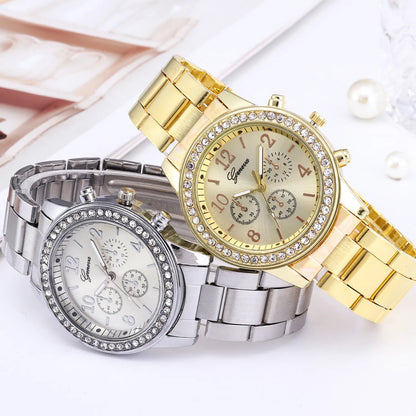 Reloj de Mujer de Oro con Rhinestones Geneva