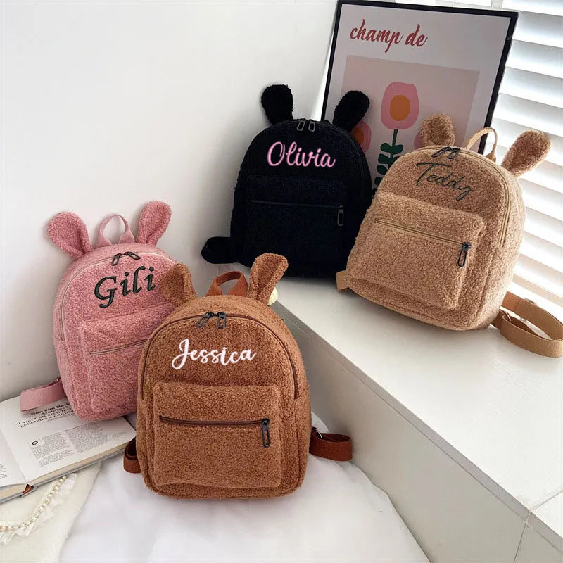 Personalized Embroidered Toddler Backpack Bag Lightweight Plush Bear Bag Kids Custom Name Backpack Gift for Boys Girls Ladies