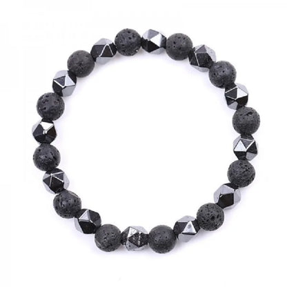 Pulsera de piedras negras ajustable para hombres: ¡Estilo sofisticado y elegante! 🖤